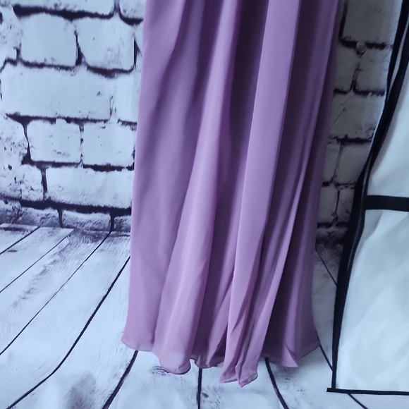 Azazie Bonnie Stretch Wisteria A-Line Pleated Stretch Satin Dress Bridesmaid A6 - Picture 9 of 15